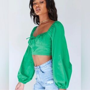 NWOT Princess Polly Gabrie Long Sleeved Crop Green Size 4